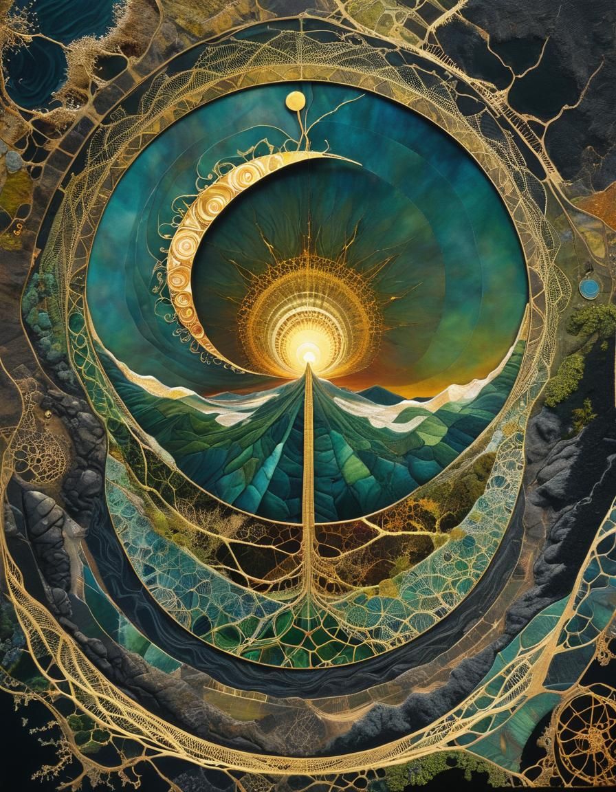 Terraformed Landmark in Gel Waves with Gold Leaf