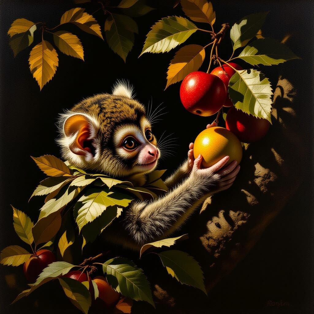 Bush Baby Portrait in Chiaroscuro Lighting