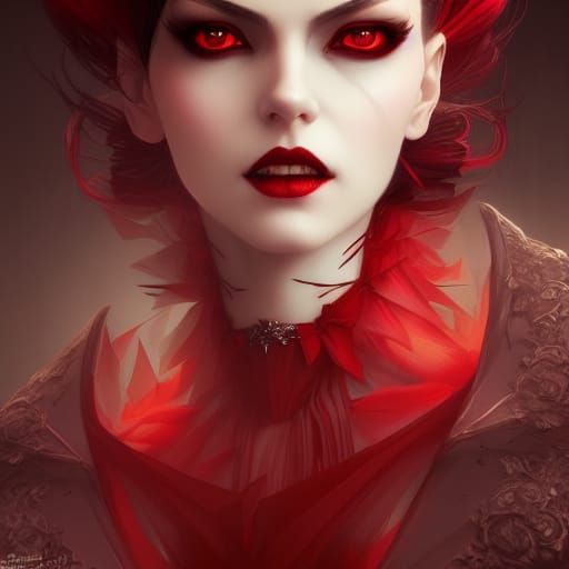 Elegant Vampire Woman in Hyperrealistic Digital Art