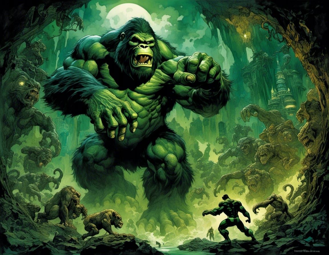 Green Lantern as King Kong in Comic Book Art
