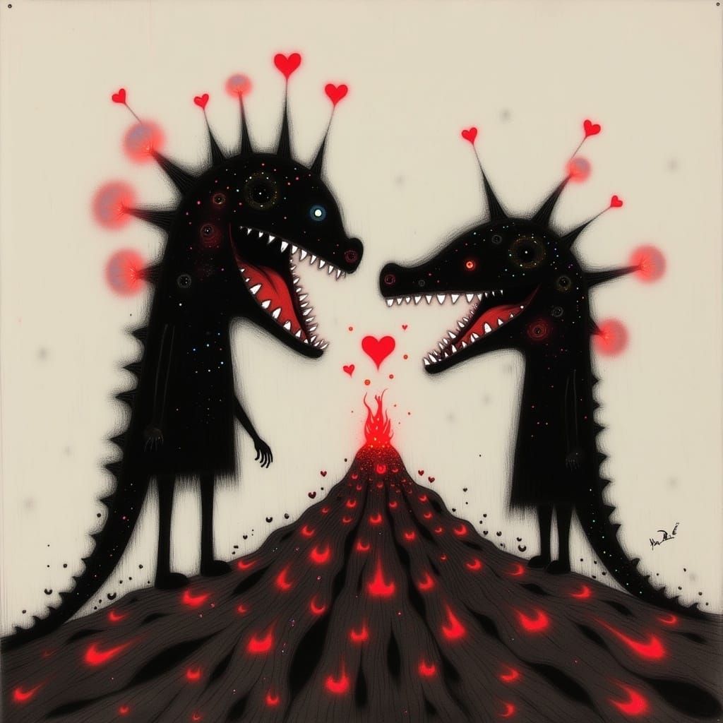 Lava Lovers Amidst Erupting Hearts