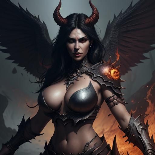 Sensual Female Warrior Conquers Hell in Fiery Splendor