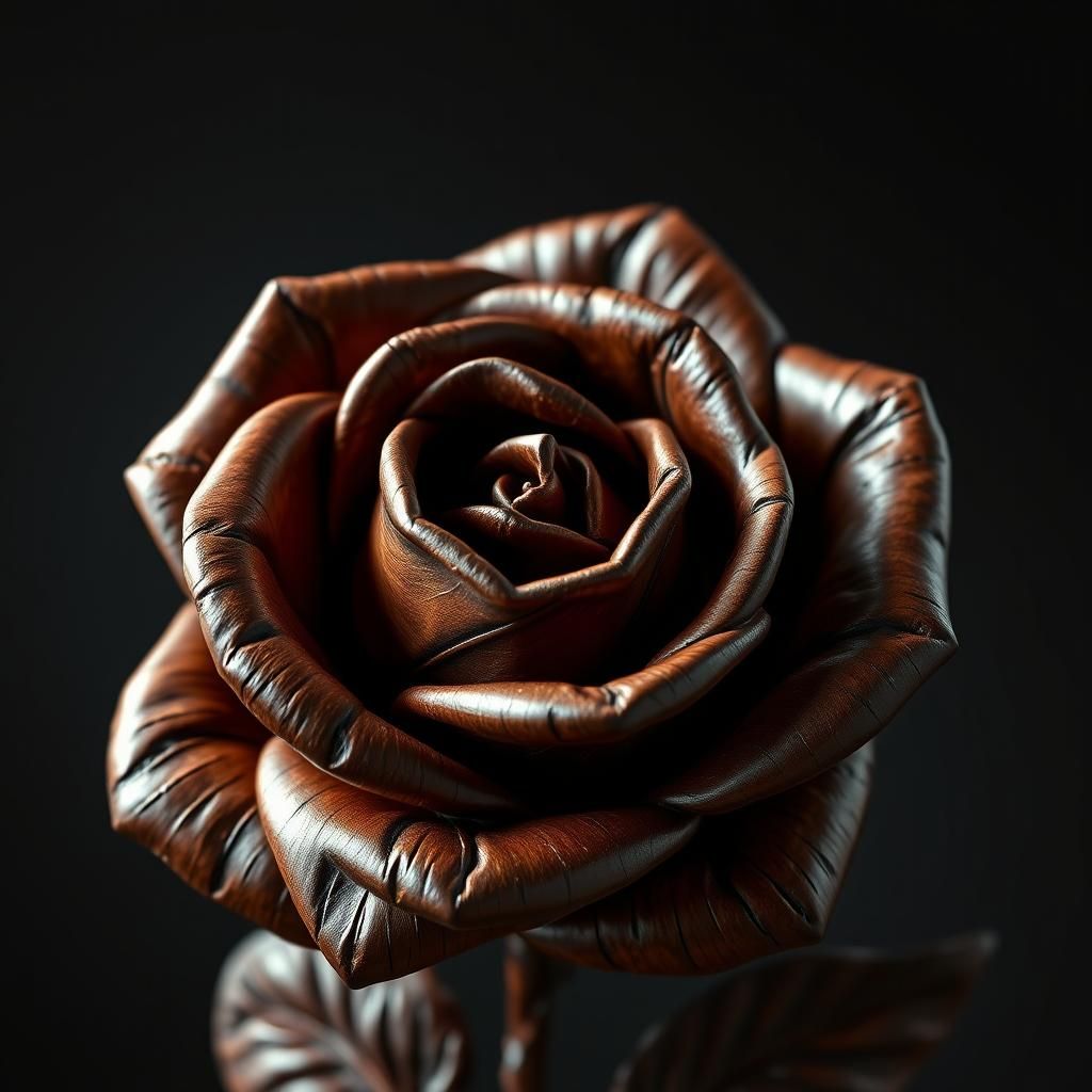 Sinister Mahogany Rose Statue in Rustic Style