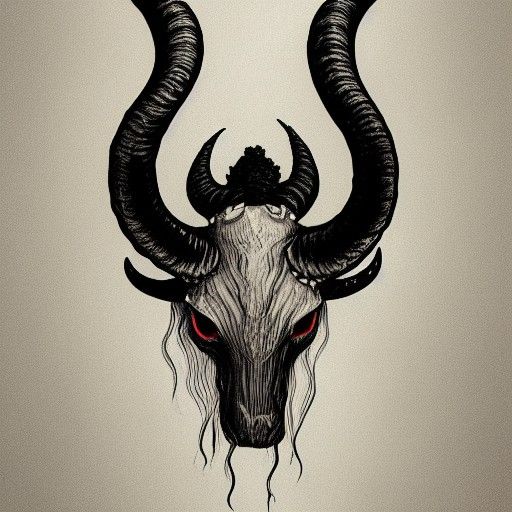 Terrifying Demon with Piercing Eyes and Horns