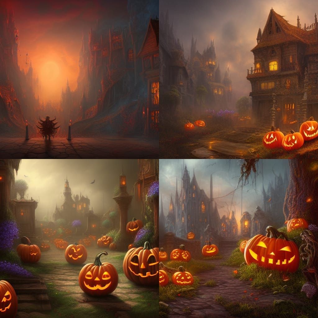 Fantastical Halloween Treats in Detailed Matte Painting