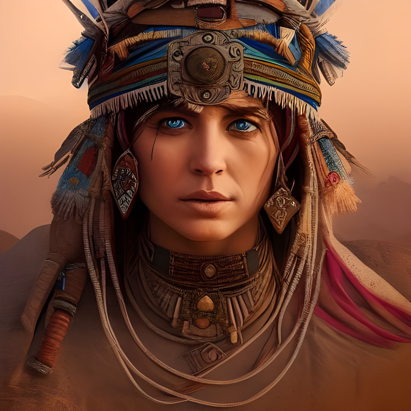 Desert Nomad Chief: Detailed Digital Matte Painting