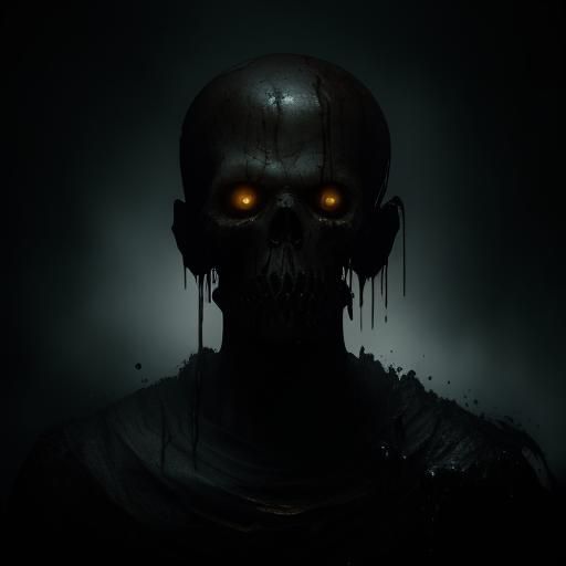 Gooey Mass in Misty Cave: Cinematic Film Still