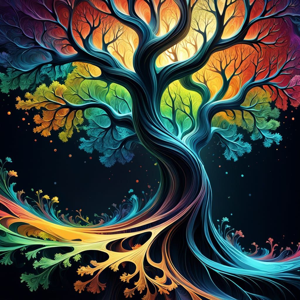 Tree Hyperrealistic, splash art, concept art, intricately de...