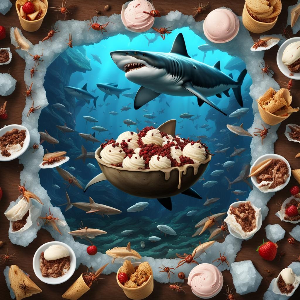 Shark's Iced Ant Pit Battle: Fantasy Concept Art