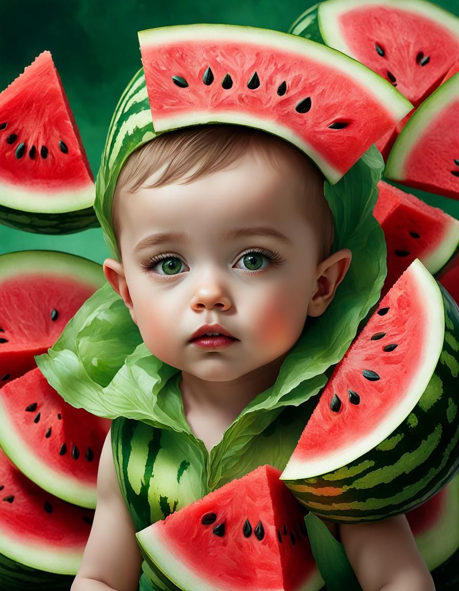 Watermelon Vest Toddler: Spectral Eyes, Digital Illustration