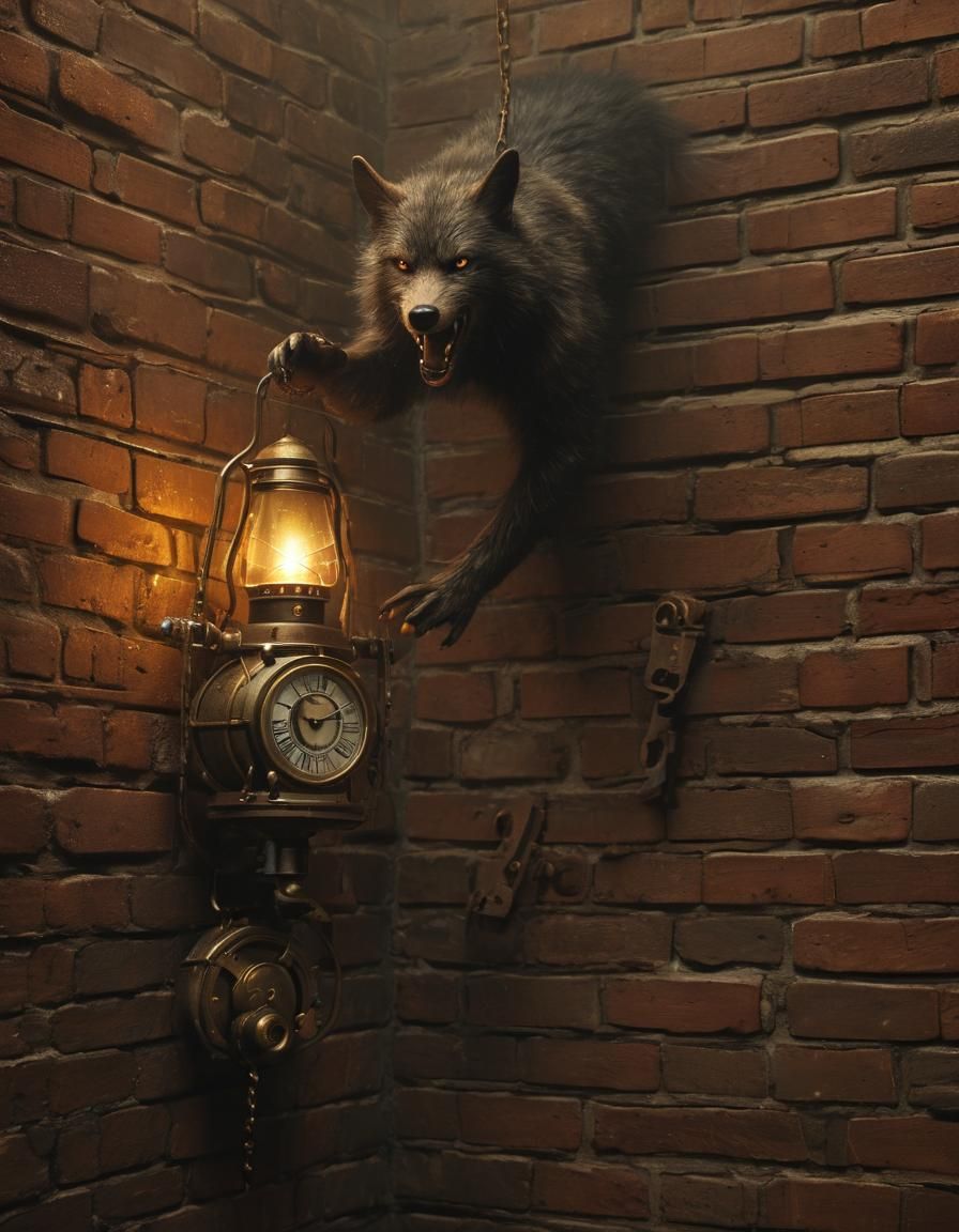 Steampunk Ratwolf Fails to Scale Brick Wall