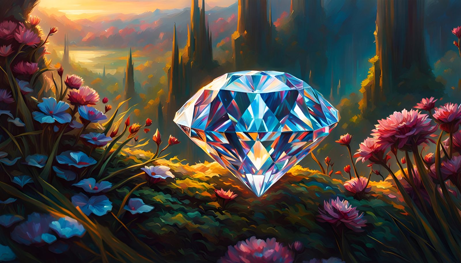 Dystopian Diamond: An Impressionist Landscape Painting