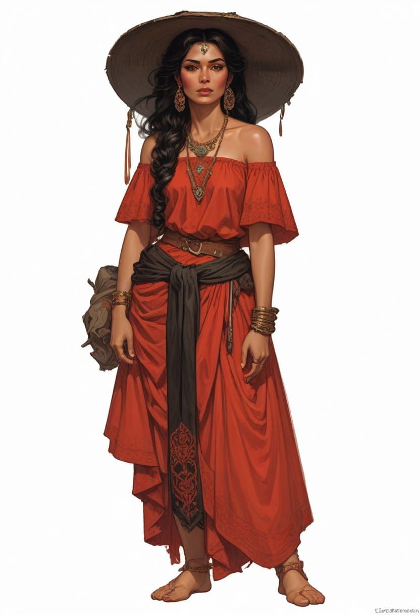 Gorgeous Mexican Lady in Heroic Fantasy RPG Style