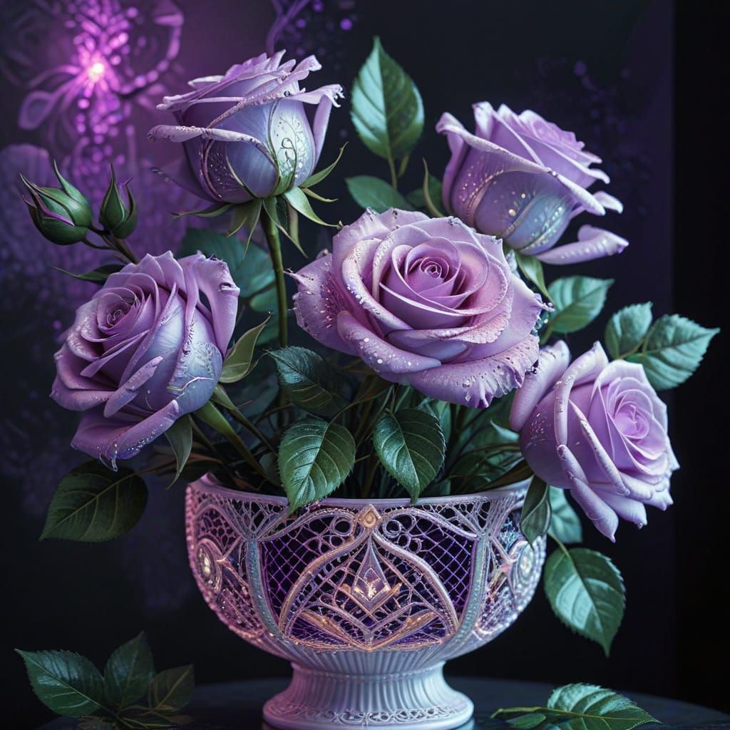 Lace Roses in Diamond Painting Style