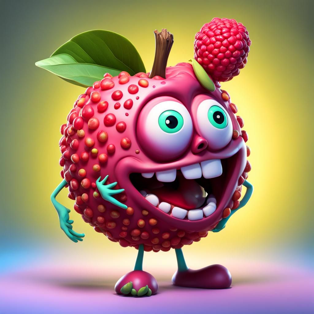 Zombie Lychee Character: Pixar-Style 3D Digital Art