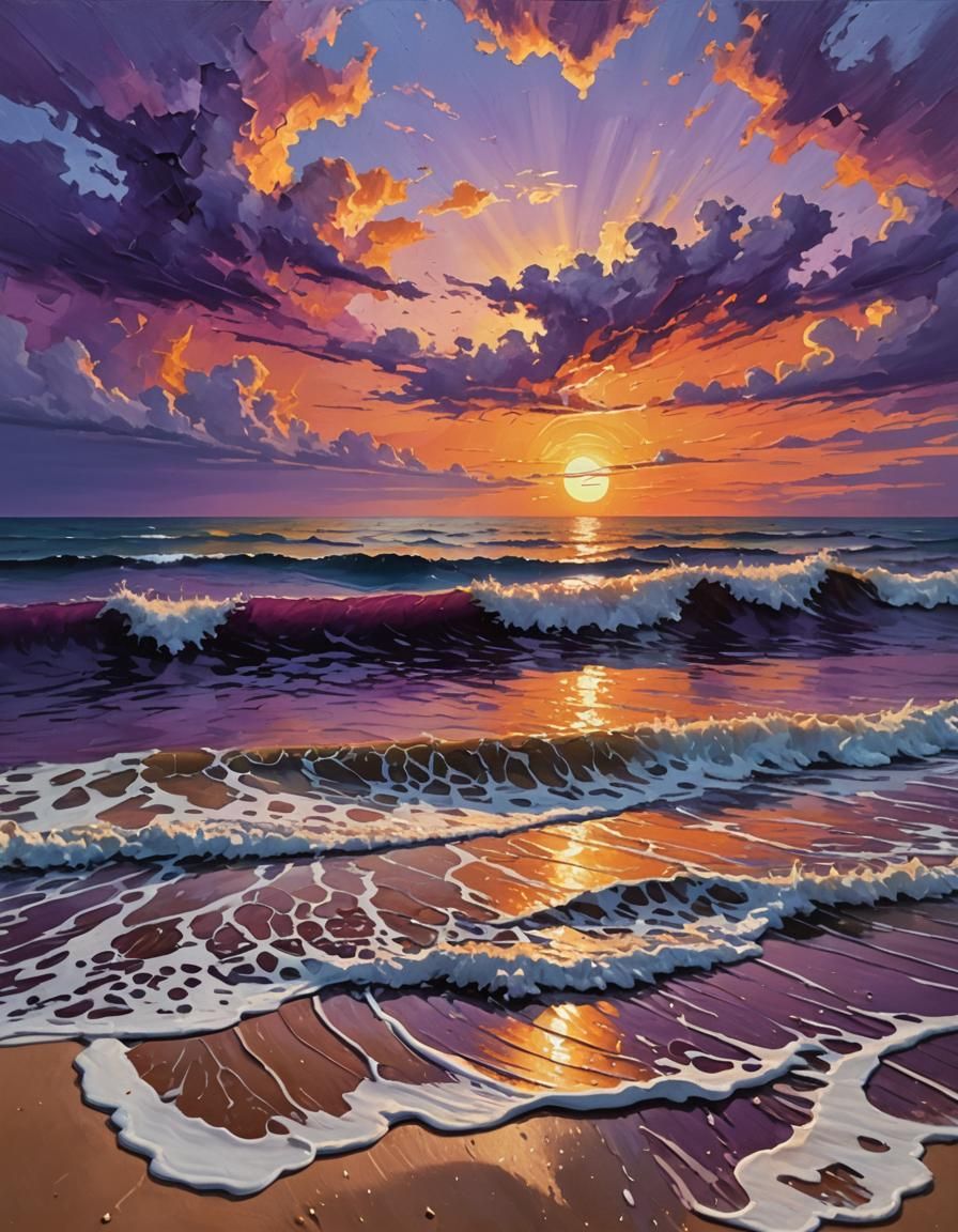 The waves rolled on as the sun went down