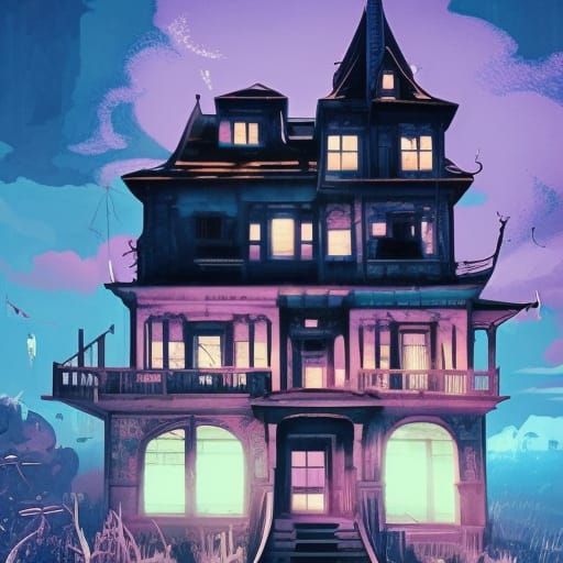 Cinematic Ghost in Haunted House Doorway