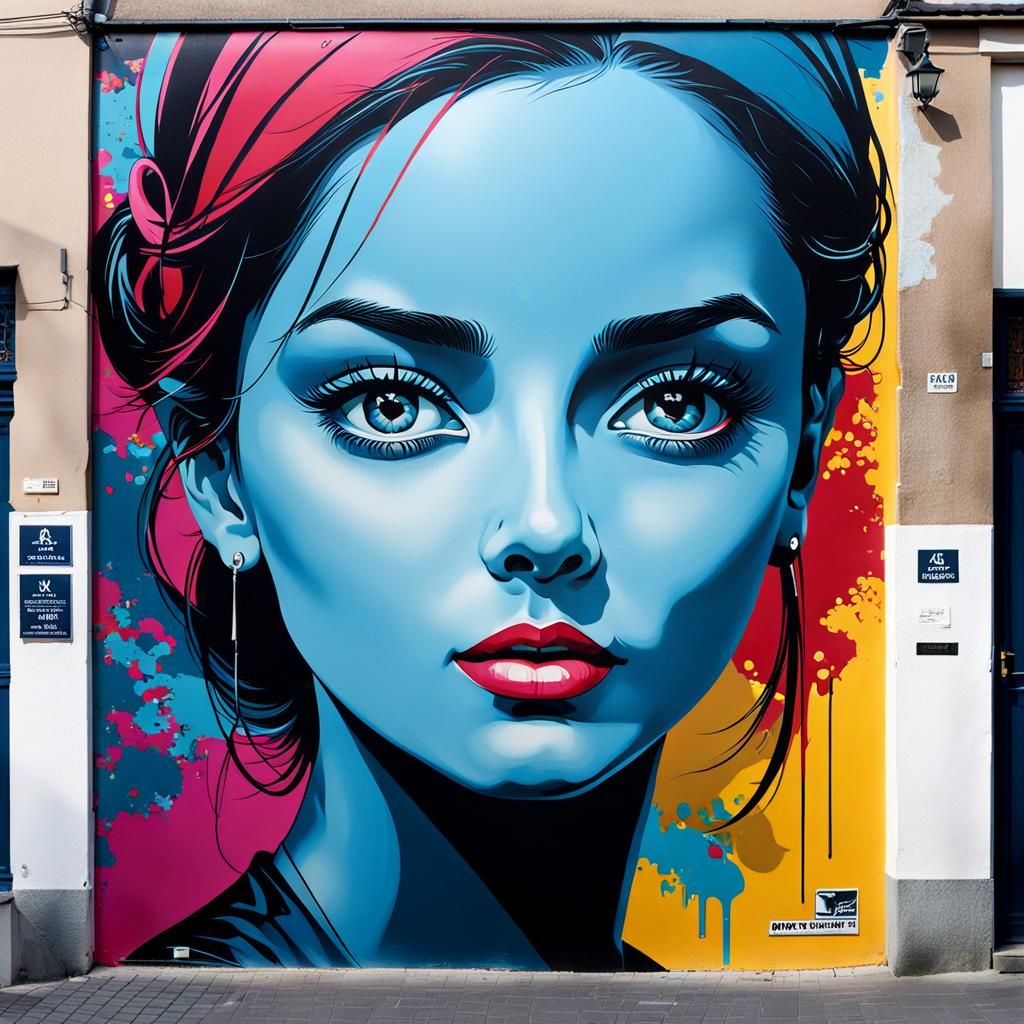 Artist's Self-Portrait on a Painted Wall