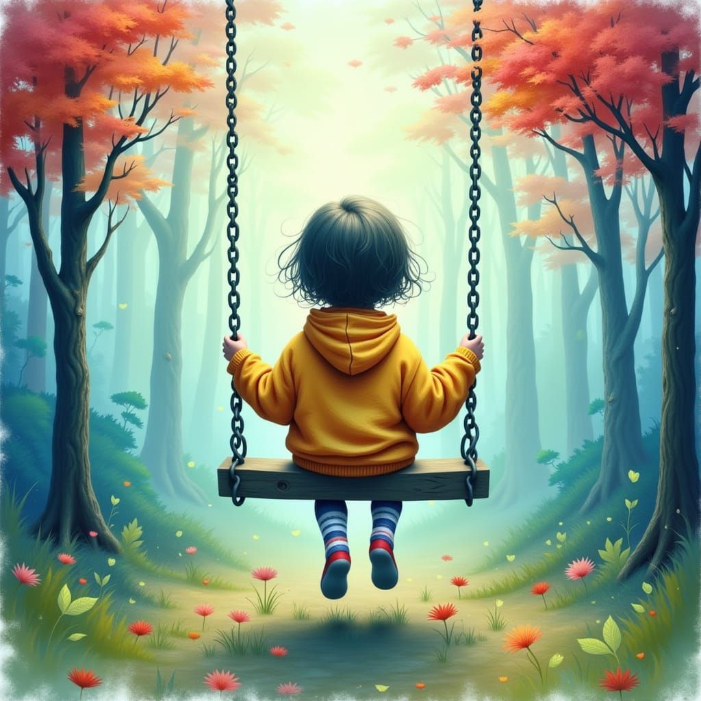 Melancholy Childhood Nostalgia in Watercolor