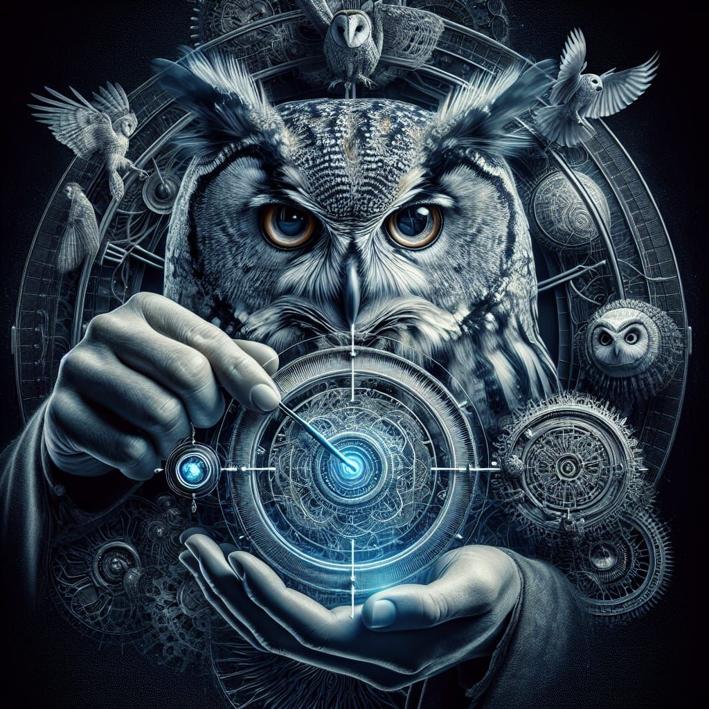 Intricate Wise Owl Contemplates Time in HDR