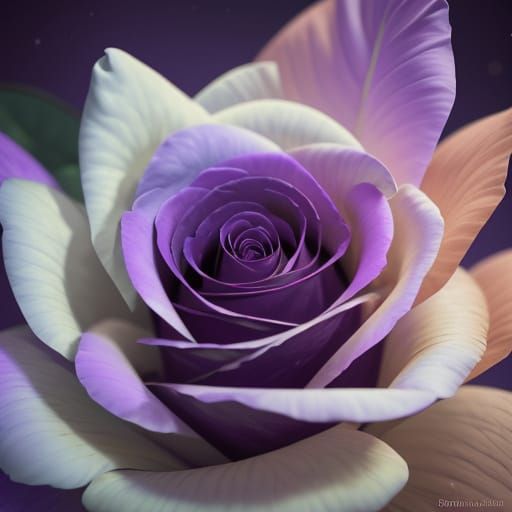 Red Rose with Purple Outlines: Fantasy Concept Art