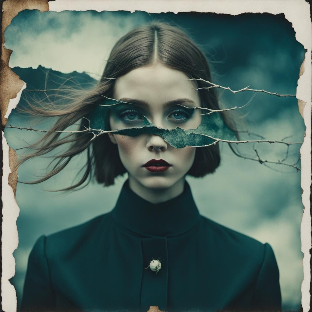 Surreal Double Exposure Art on Cracked Paper