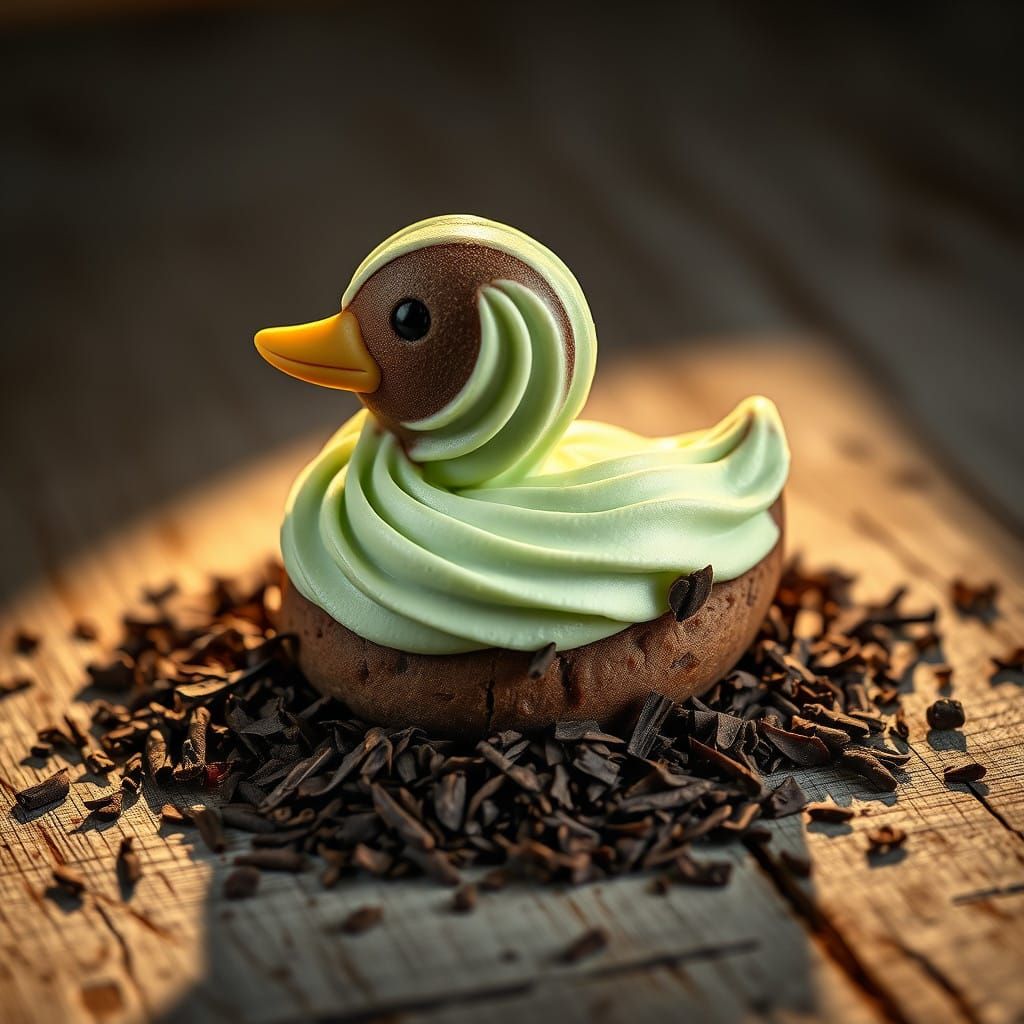 Luxurious Mint Chocolate Duck Cookies in Hyper-Realistic Lig...