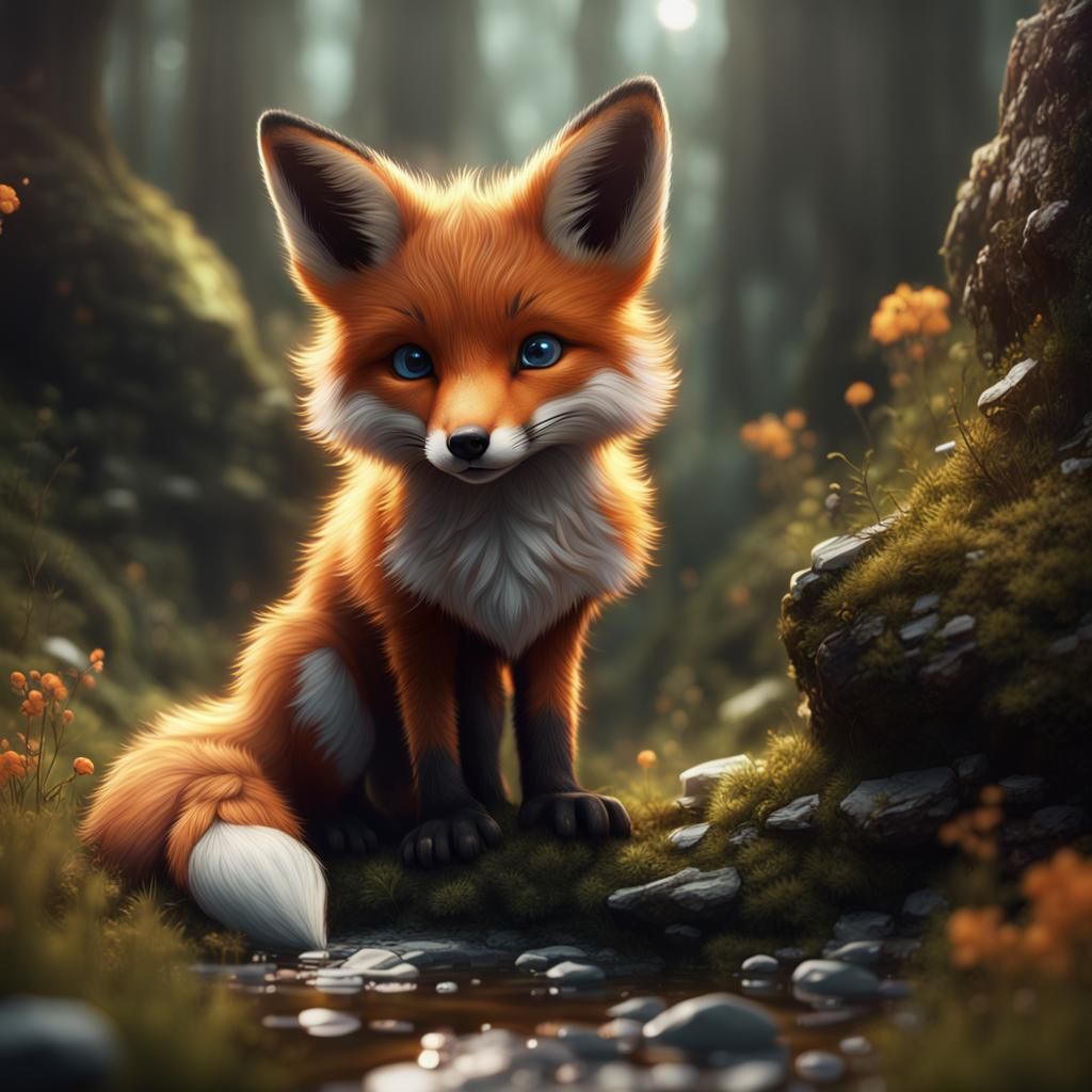 Cute Fox Cub Hacking: Fantasy Concept Art