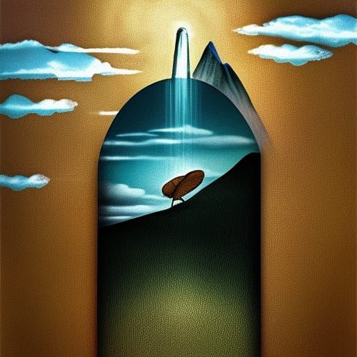 Rain on Holy Mountain: Realistic Minimalist Surrealism