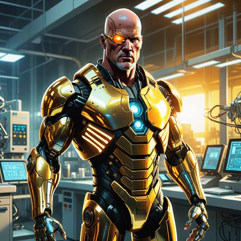 Steve Austin in Cybernetic Comic Book Style