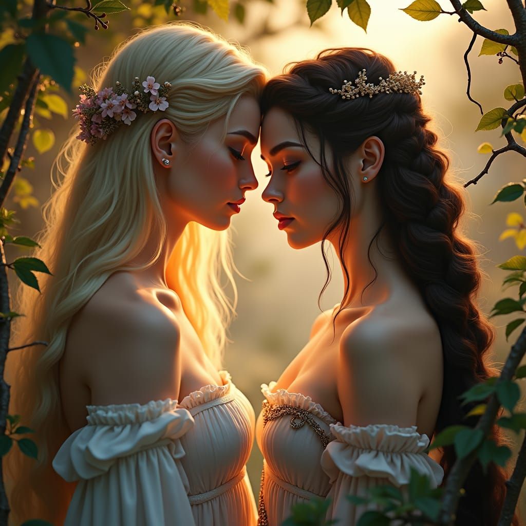 Enchanted Garden Meeting: Dark Fantasy Art