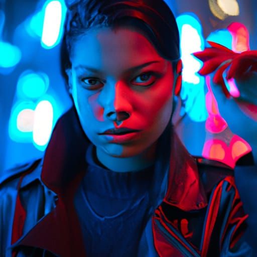 Cyberpunk Shootout in Professional Photography Style