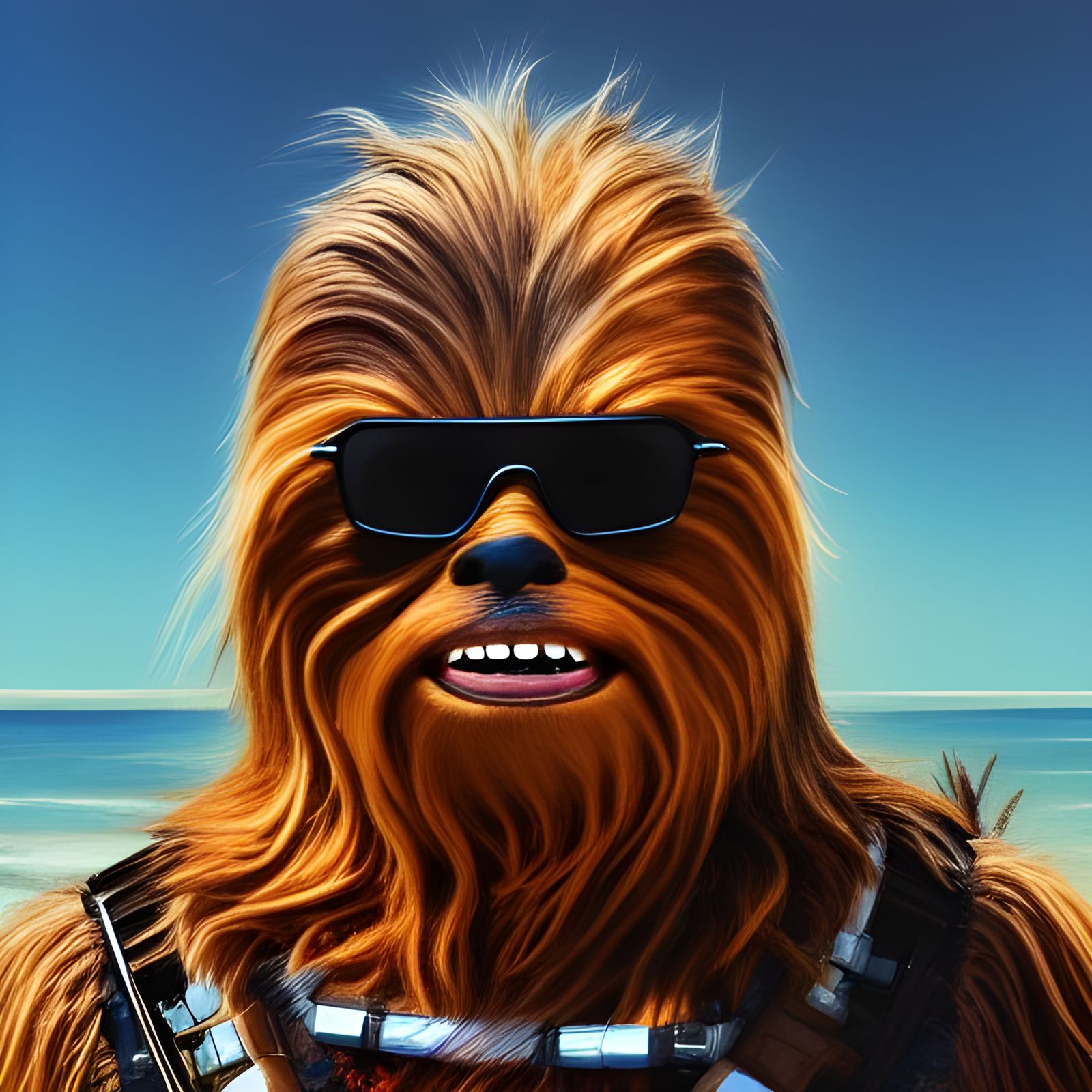 Chewbacca on Vacation: Hyperdetailed Beach Portrait