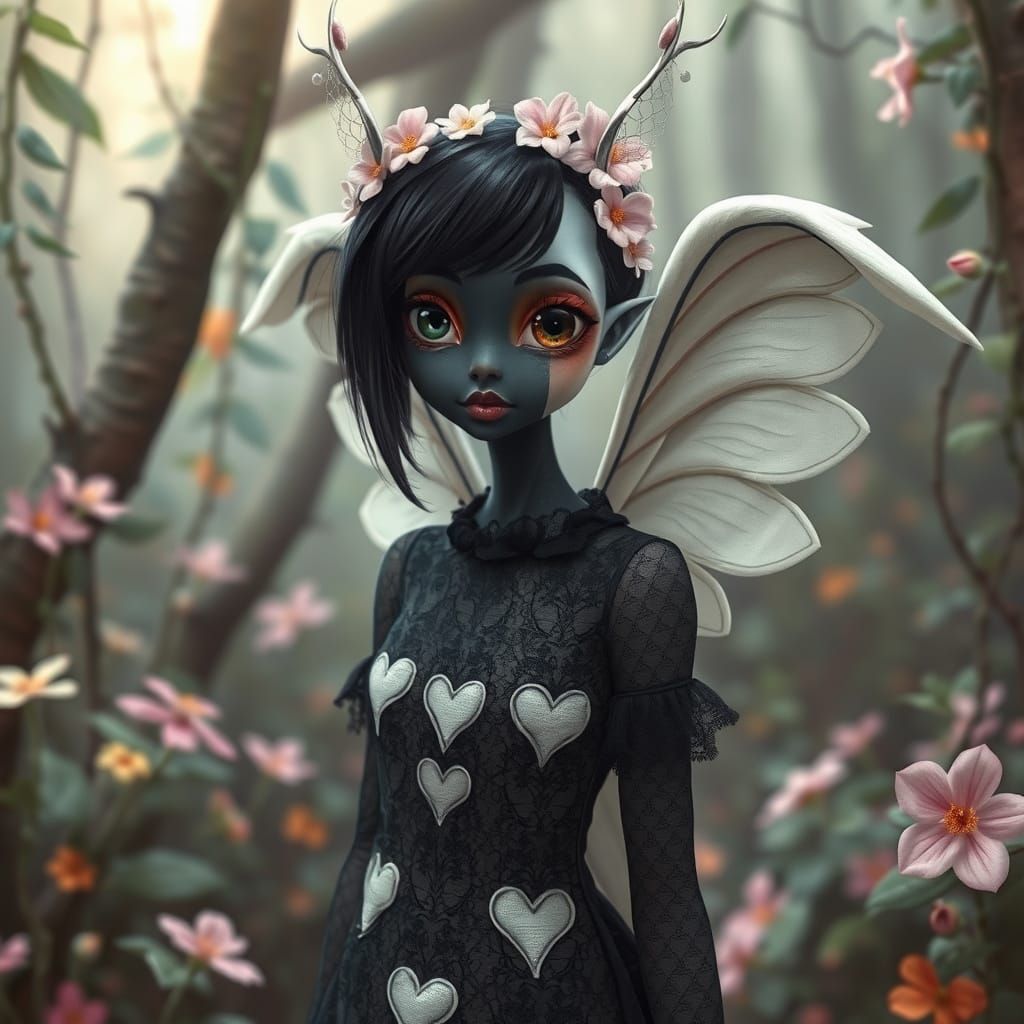 Ethereal Goth Hybrid in Dreamlike Forest