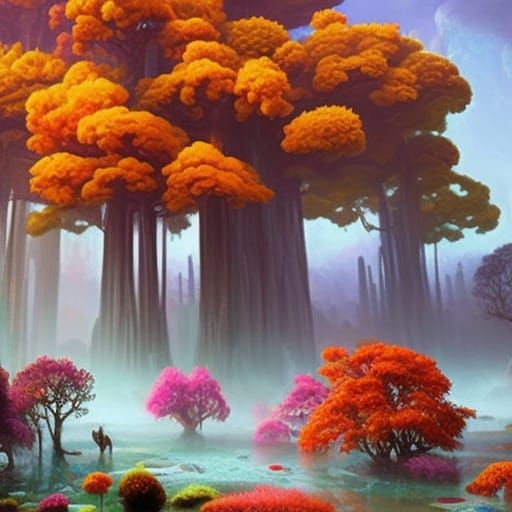 Enchanted Forest with Animals in 3D Digital Art