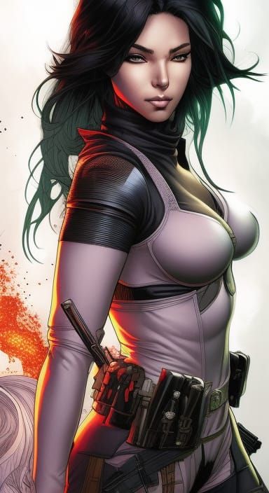 Cyberpunk Female Portrait with Katana