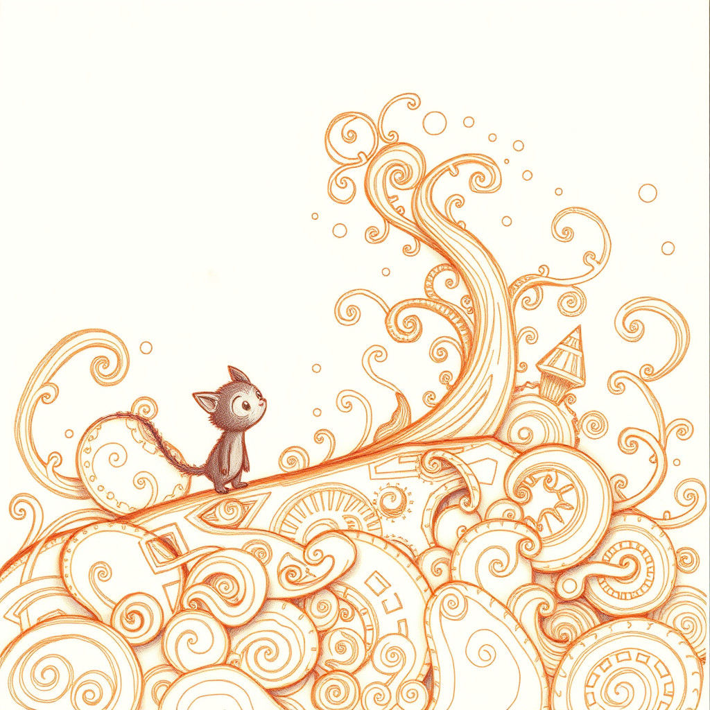 Curious Creature Explores a Whimsical Doodle World