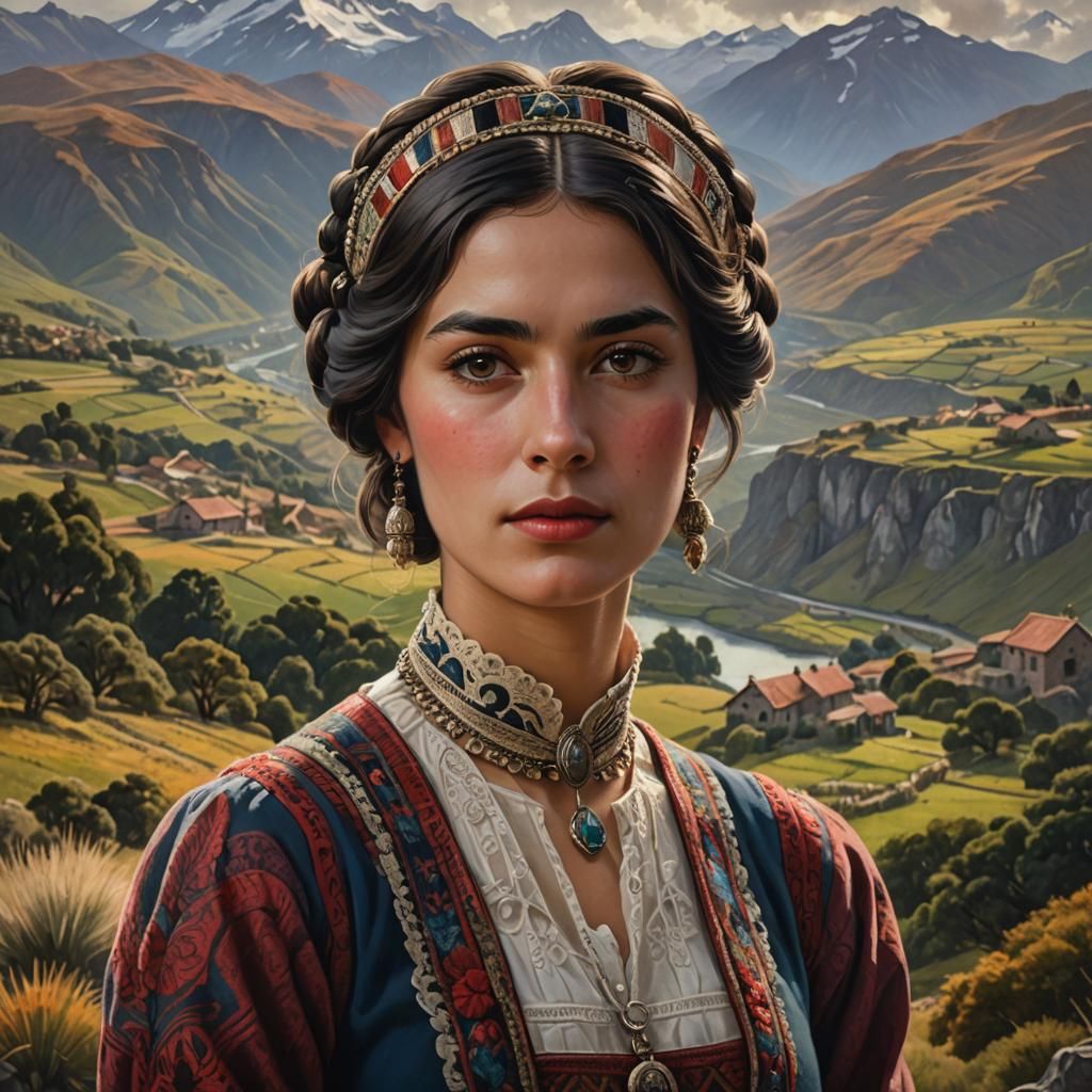 Chilean Woman Portrait in Latin American Realism Style