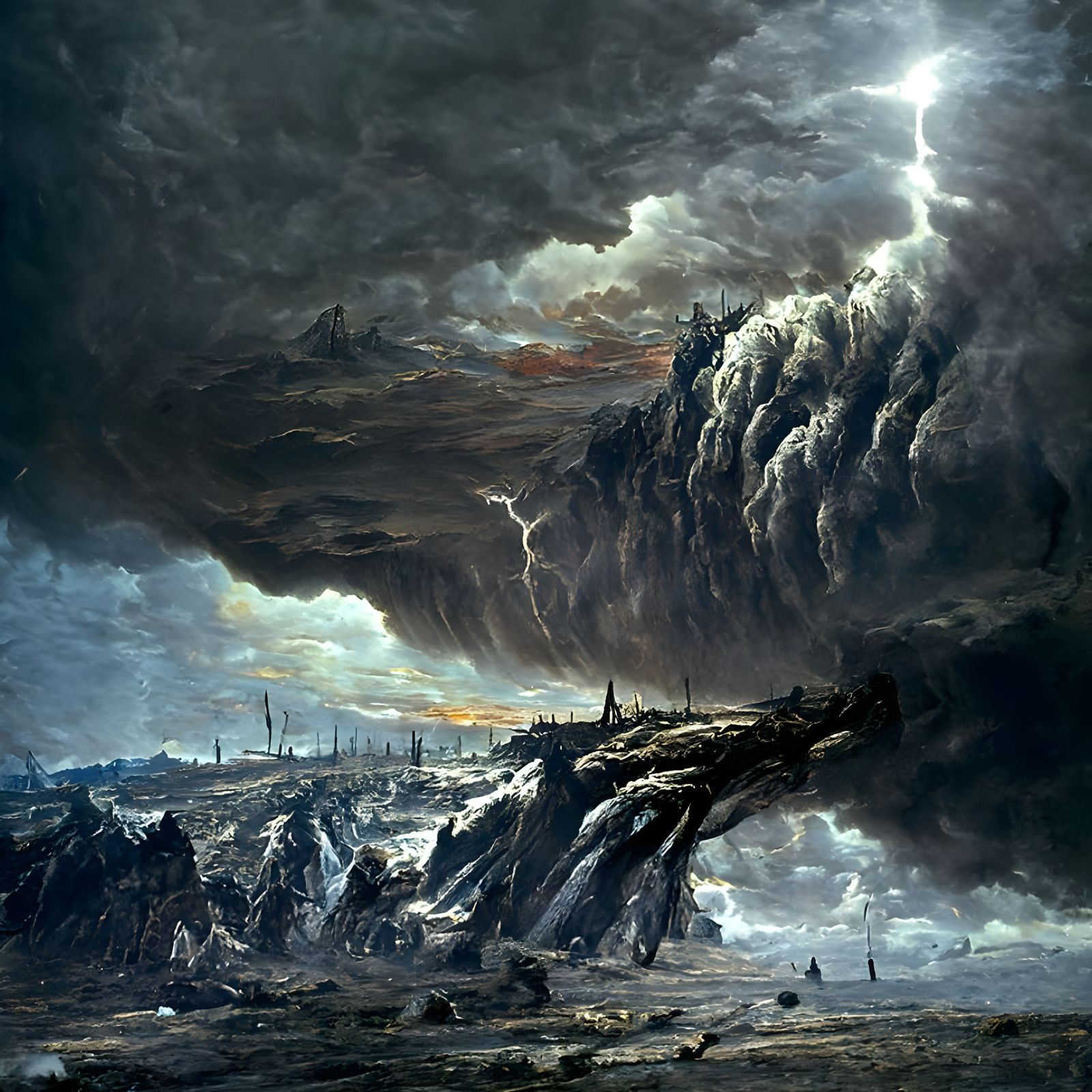 A Beautiful Painting of Cataclysmic Global Destruction by John Martin, Gustave Doré, Greg Rutkowski