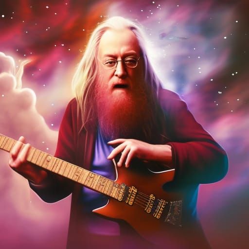 Dumbledore playing guitar