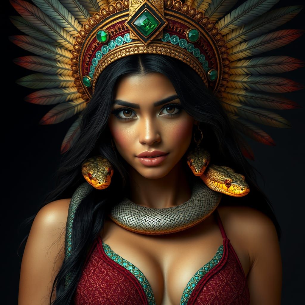 Aztec Woman with Snake in Artgerm Style