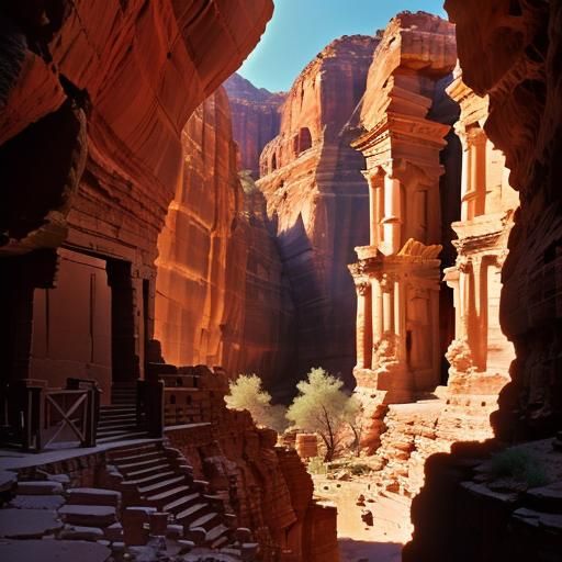 Majestic Canyon Temple Ruins at Golden Hour