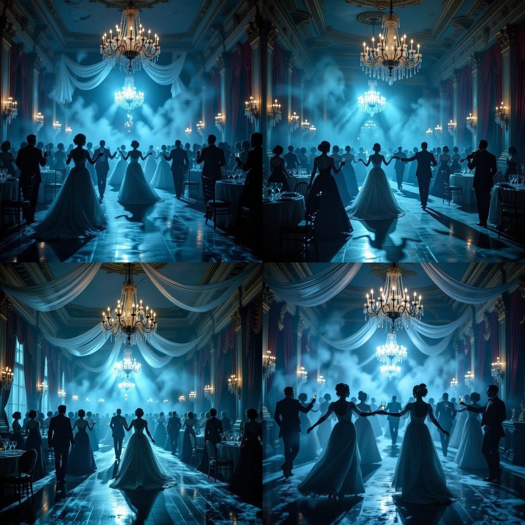 Ghostly Ball in Decaying Ballroom