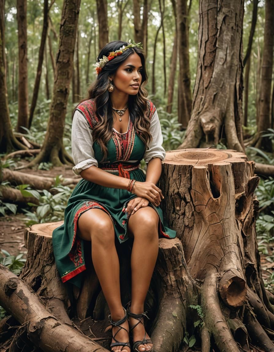 Peruvian Beauty in Forest Setting