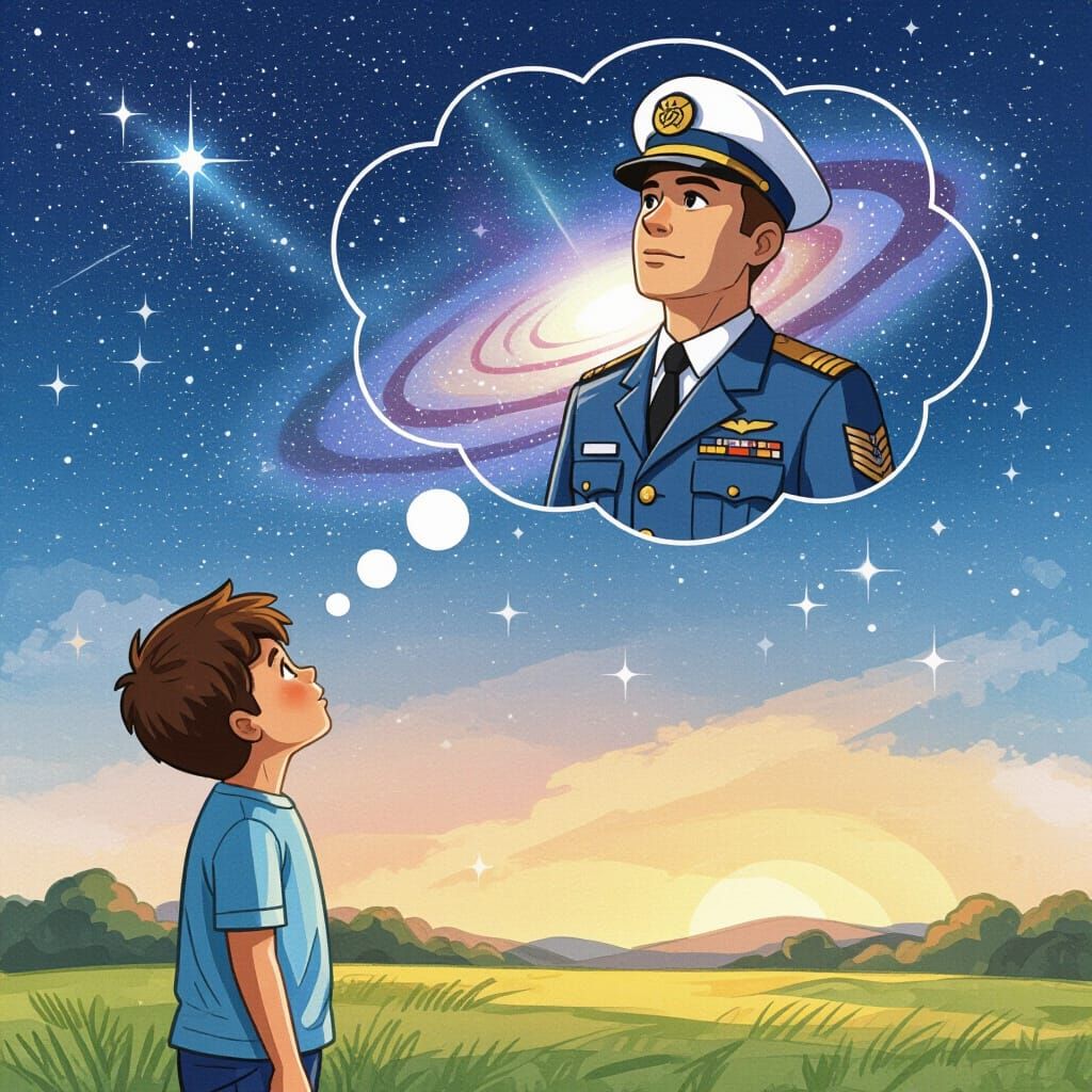 Boy's Cosmic Dream: Astral Illustration
