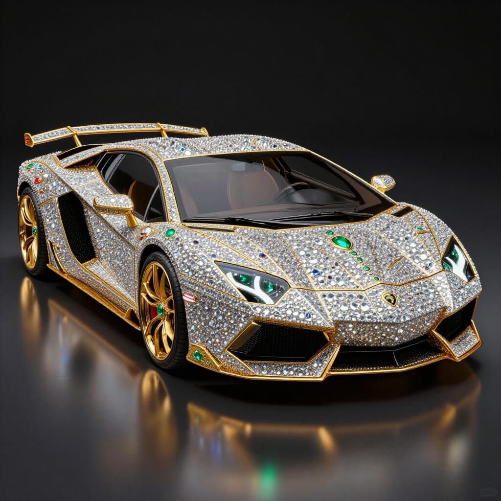Bejeweled Luxury Sports Car of Gold and Gems