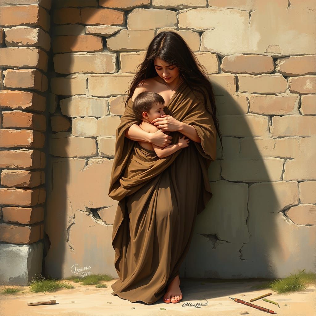 Mother and Child in Dreamlike Serenity