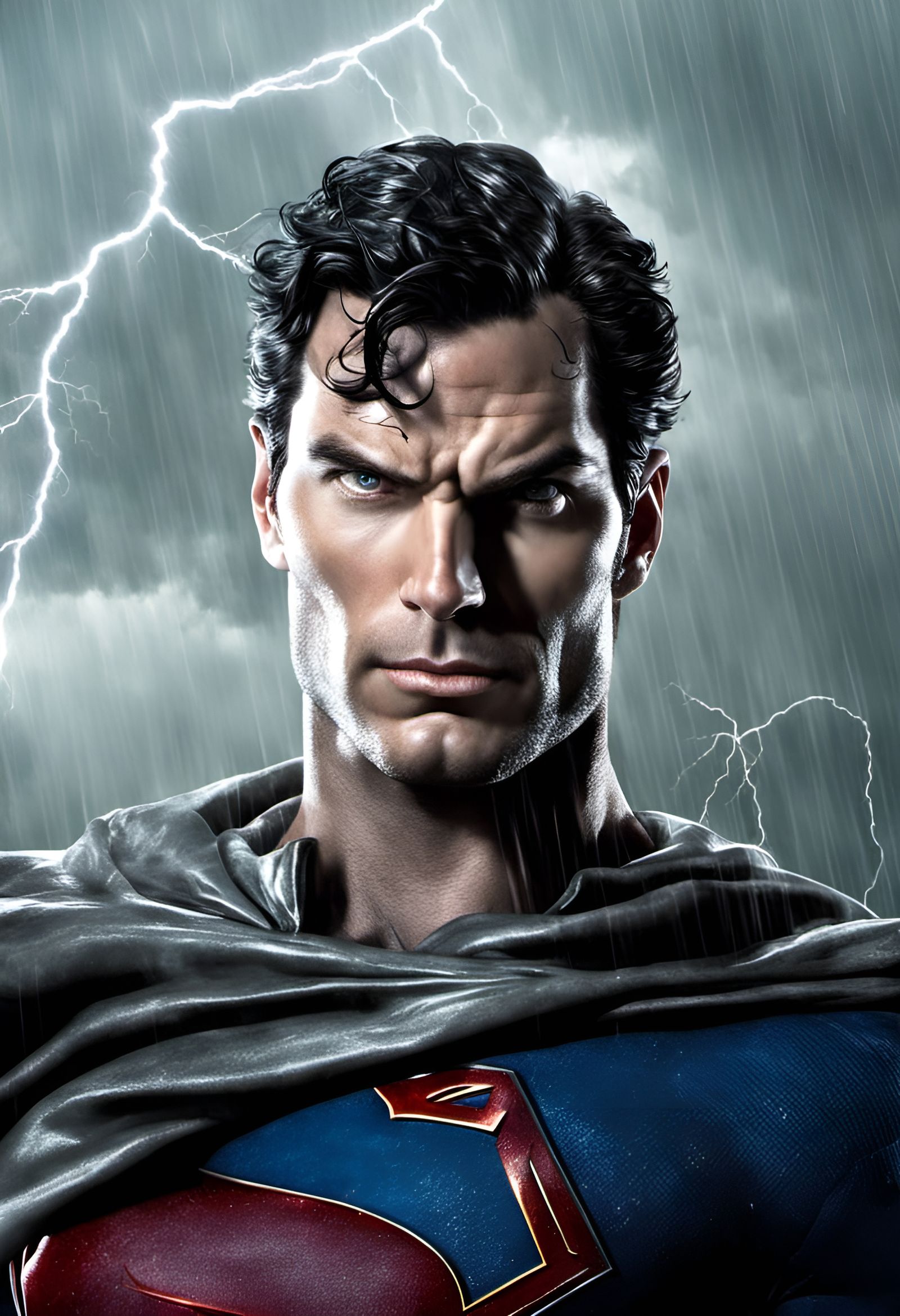 Biopunk Superman in Tornadic Thunderstorm