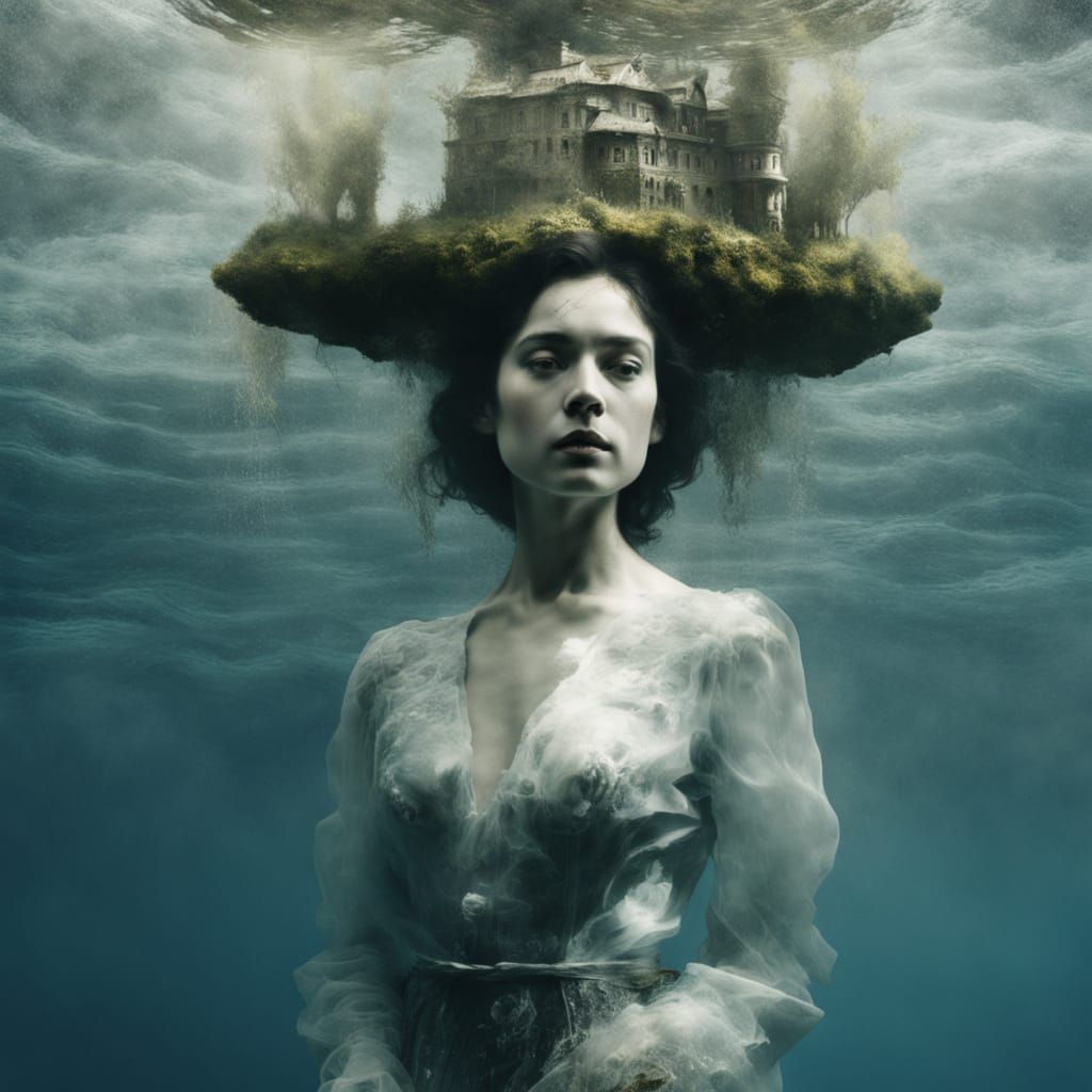 Ethereal Modernist Portrait in an Underwater Aetheric Landsc...