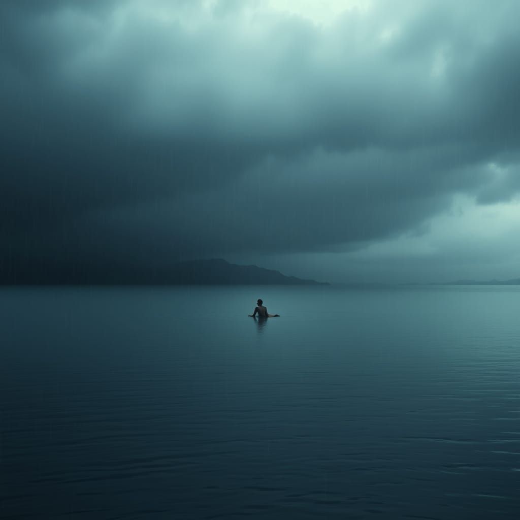 Ethereal Water Scene in Moody Grey